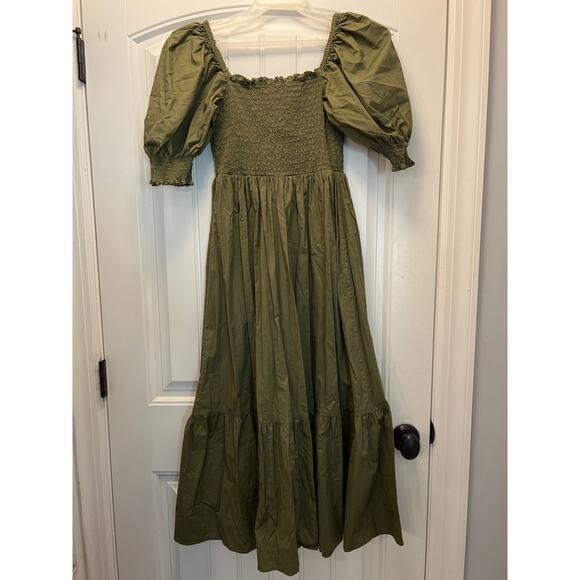 INC International Concepts Women’s Off The Shoulder Smocked Dress Size S‎ Green - Picture 4 of 6